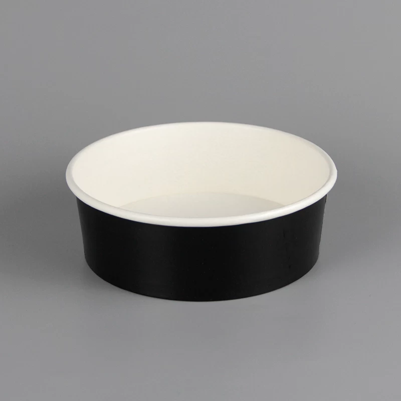 Black Color Printed Customized Disposable Take Out Paper Salad Bowl With PET PP Lid