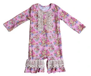 Boutique floral ruffle organic baby romper
