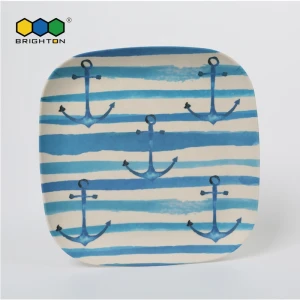 BPA free and dishwasher safe bamboo fibre tablewares square dinner plates and square dessert plates