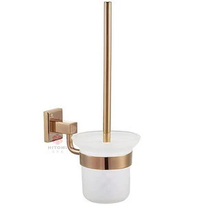 Brass decorative toilet brush holder stainless steel rose gold toilet brush holder set