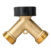 Brass y shaped water pipe hose splitter connector