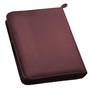 Business zipper binder leather organizer portfolio pu leather cover custom gift file folder