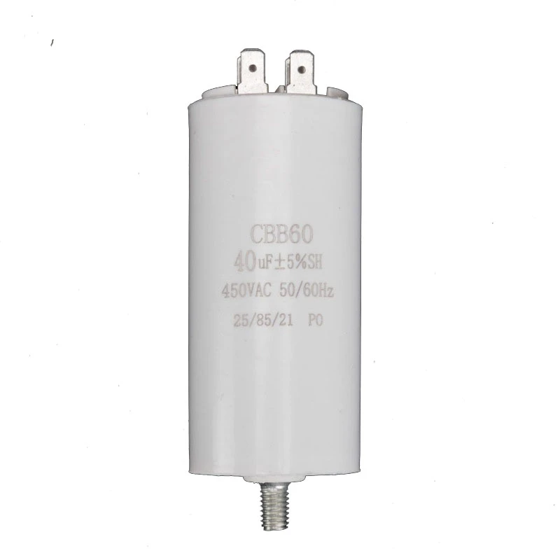 CBB60 series capacitor single and double inserts capacitor metal film plastic shell bottom with screw motor water pump