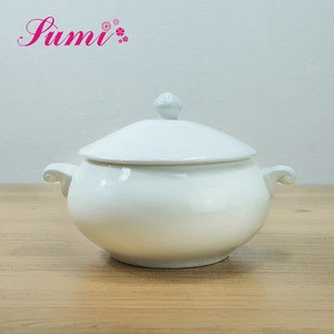 Chaozhou factory Round shape ceramic soup tureen ladle cooking tureen