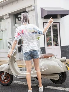 Cheap Adult Portable Plastic EVA  Hooded Transparent Raincoat