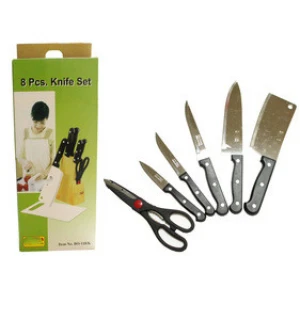 cheap stock stainless steel kitchen knife set with wooden stand