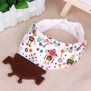 China Factory Wholesale Pure Cotton Baby Bibs With Triangle Teether