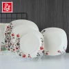 Chinese household ceramic flat plate soup set decorated with small flowers