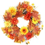 Chrysanthemum wreath high quality centerpieces leaves spring summer hanging artificial chrysanthemum flower wreath