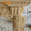 Classical design  Hand Carved Natural Beige marble Decorative Fireplace Mantel