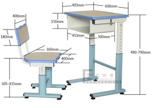 Classroom Furniture Premium Height Adjustable Desk and Chair Single Table with Storage Space