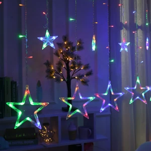 Colorful led star lights Christmas lights LED small colored lights with strings of stars illuminate