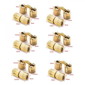 Copper Brass Furniture Hinges 8-18mm Cylindrical Hidden Cabinet Concealed Invisible Door Hinges For Hardware Gift Box