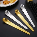 Creative Long Handle Flat Head Spoon Stainless Steel Coffee Spoon Cake Dessert Spoon Icecream Tea Tiny Stirring Scoops Tableware