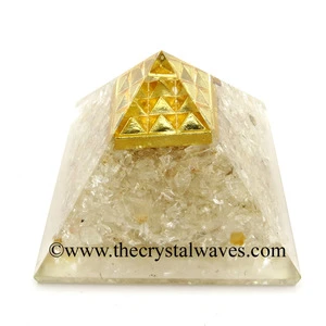 Crystal Quartz Chips Orgone Pyramid With Vastu / Lemurian Pyramid Plate