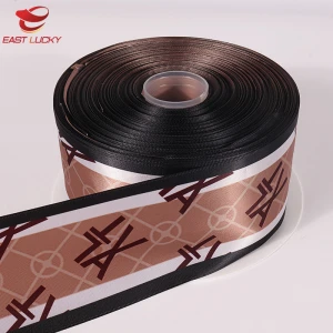 Custom company logo printed satin ribbons printer decorative gift packing silk ribbon