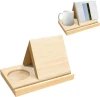 custom home office desktop book page reading rest wooden bookshelf case wood triangle book stand holder with drink holder
