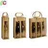 Custom Logo Printing Burlap Party Wedding jute Gift Pouch bags Promotional Single Wine Bags Jute wine bottle shopping bag