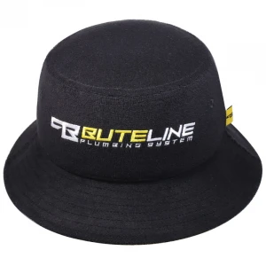Custom Logo Stylish Hot Sale Flat Embroidery Black Towel Terry Cloth Bucket Hat