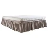 Custom long linen short frilly fitted linen home ruffled double skirt for bed