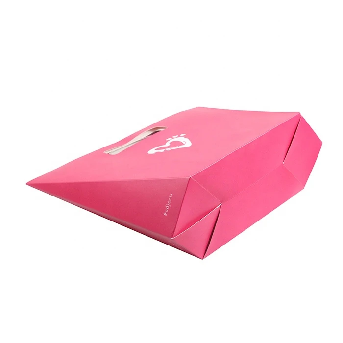Custom Lovely Logo Printed Die Cut Handle Paper Bag For Gift Packaging