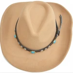 Custom Men Brown Wool Felt Lemmy Cowboy Hat