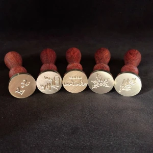 Custom Pattern Embossing Brass Sealing Wax Wooden Handle Stamp For Studio Supplies