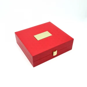 Custom printed logo Leather Gift Box with lock box