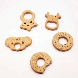 Custom Shapes Wooden Animal Teething Grasping Toys DIY Wooden Accessory Wooden Baby Teether