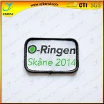 custom square machine woven badges