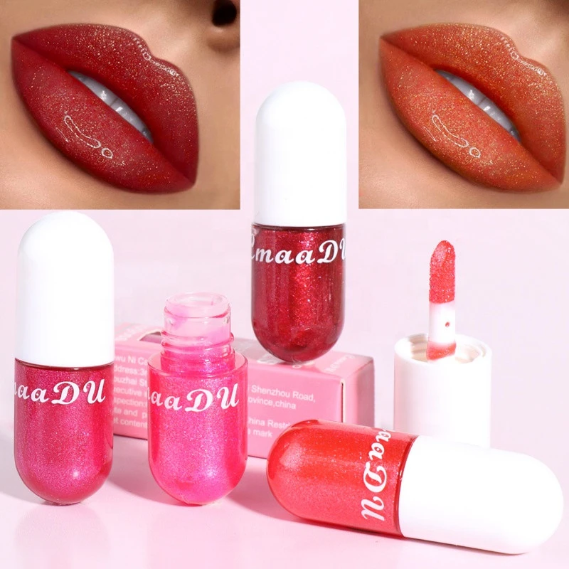 Customizable Cute Cherry Clear Glitter Jelly Hot Design Glitter Cosmetic Lip Gloss