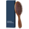Customized Black Walnut Wood Handle Beech Bristle oval Hair Brush wooden hair brush