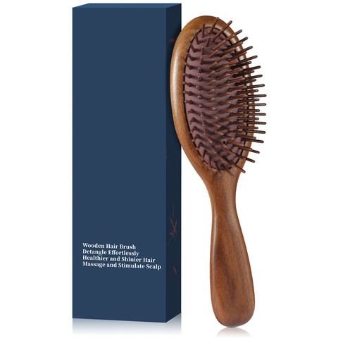Customized Black Walnut Wood Handle Beech Bristle oval Hair Brush wooden hair brush