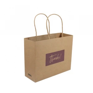 Customized logo and size paper shopping bag reusable paper packaging bag with handle