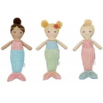 Customized Plush Stuffed Baby Toy Green Tail Mermaid Rattle
