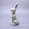 Cute white ceramic rabbit art, ceramic rabbit statue for home decoration