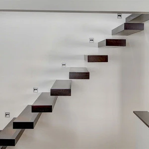 DAIYA floating stairs cost with OAK solid wood tread and glass railing