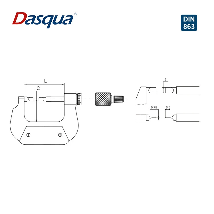 Dasqua 25mm Stainless Steel Blade Micrometer With Ratchet Stop