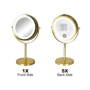 desk free rotating gold circle desktop golden cosmetic led makeup mirror
