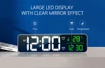Digital Wall Clock Big LED Clock Calendar Mirror Alarm Clock Fashion Table Date Time Temperature  with 2 Alarm Settings