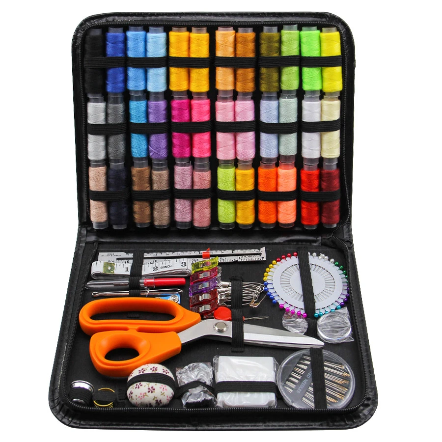 DIY Beginners Home Portable Sewing Kit Set with Scissors, Thimble, Thread, Needles, Sewing Supplie Set