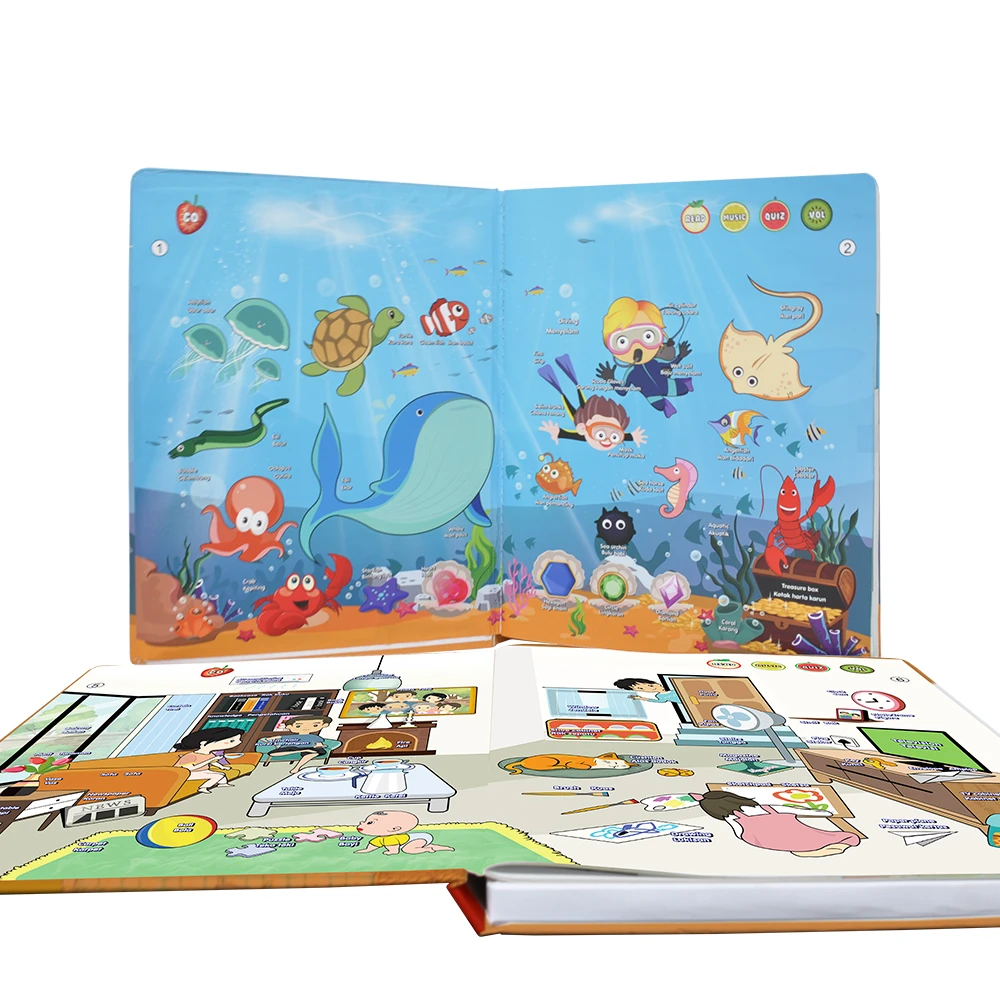 Early educational print sound book module kid learning activity music book