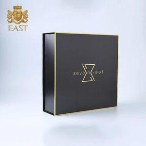 Eastbox. Custom Logo UV Printing Hot Stamp Wholesale Stock Black Flip Paper Packaging Box Perfume Box With EVA Insert