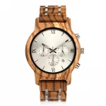 Eco-friendly wood metal chronos relojes men luminous watch hands premium wood watch with analog quartz movement