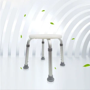 Elderly aluminium alloy adjustable plastic toilet shower bath stool chair without backrest for old man in bathroom