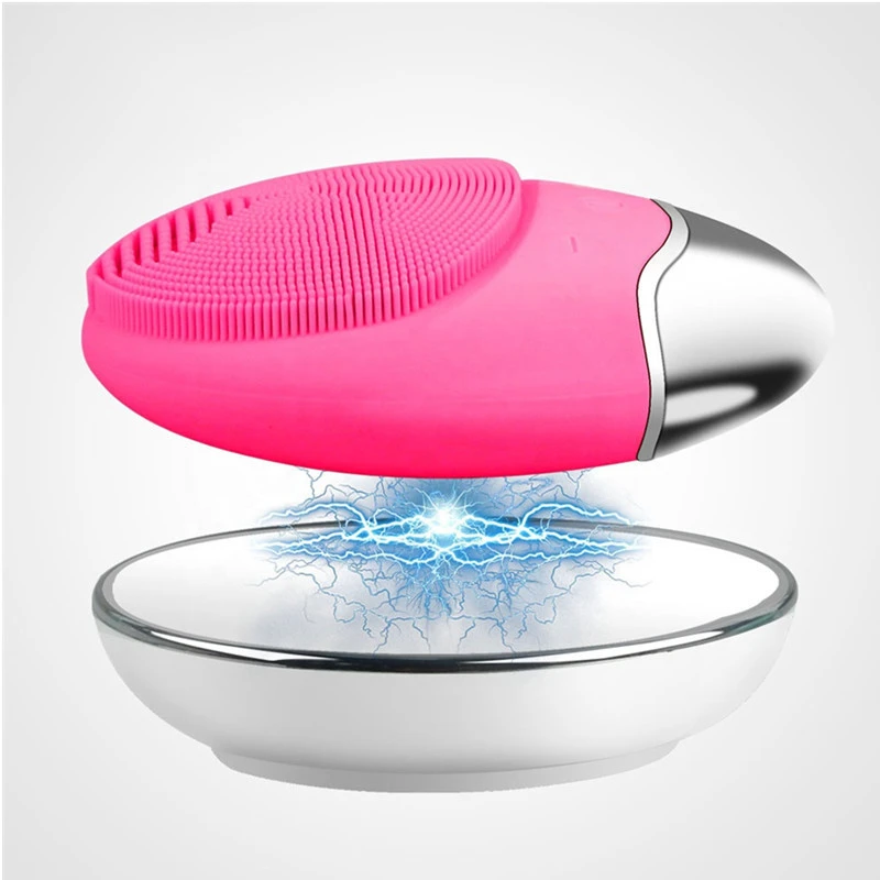Electric Face Cleaner Silicone Facial Cleansing Brush Ultrasonic Vibrating Face Massager Facial Pores Scrubber
