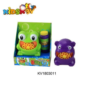 Electric frog bubble machine toy with bubble water for kids