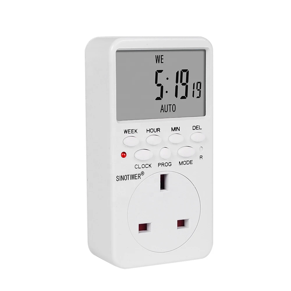 Electronic Digital Timer Switch UK Plug Kitchen Timer Outlet 230V AC 7 Day 12/24 Hour Programmable Timing Socket