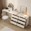 Elegant Makeup Table Set With Mirror Drawer Storage Shelves and Cabinet for Women Girls