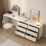 Elegant Makeup Table Set With Mirror Drawer Storage Shelves and Cabinet for Women Girls